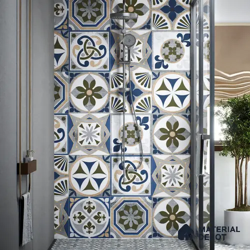 Moroccan Tile TL 04797 B Zellige Grey Plano Decor Multi Colour 1 ft x 1 ft Vitrified Matte Finish - 11 mm | Suitable for Kitchen, Bathroom, Balcony Floor & Wall | Please Expect a Slight Variation of Pattern