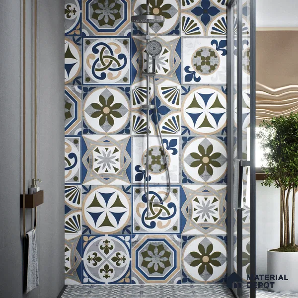 Moroccan Tile TL 04797 B Zellige Grey Plano Decor Multi Colour 1 ft x 1 ft Vitrified Matte Finish - 11 mm | Suitable for Kitchen, Bathroom, Balcony Floor & Wall | Please Expect a Slight Variation of Pattern