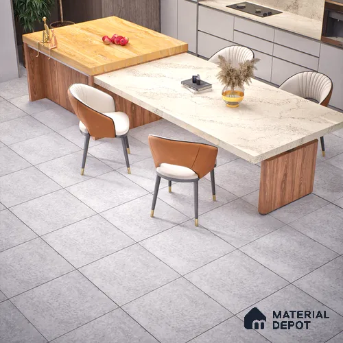 Cement Tile TL 04797 Zellige Grey Plano Grey 1 ft x 1 ft Porcelain Matte Finish - 11 mm | Suitable for Kitchen, Bathroom, Balcony Floor & Wall