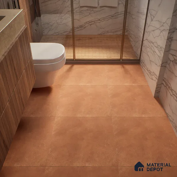 Cement Floor Tile TL 04739 C Slate Park Terracotta Brown 2 ft x 2 ft Vitrified Matte Finish - 8.8 mm | Suitable for Bathroom,Parking,Terrace,Balcony,Courtyard (Sample)