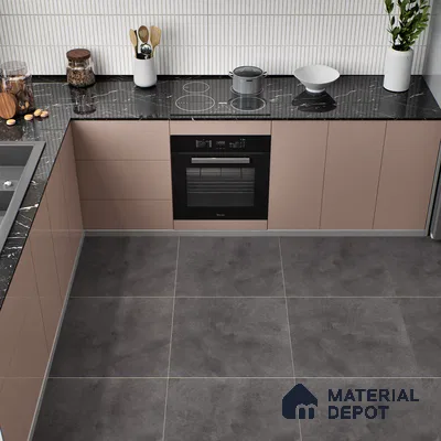 Cement Floor Tile TL 04739 Slate Park Dark Smoky Gray 2 ft x 2 ft Vitrified Matte Finish - 8.8 mm | Suitable for Bathroom,Parking,Terrace,Balcony,Courtyard (Sample)