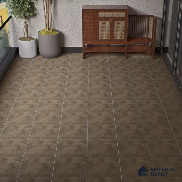 Cement Floor Tile TL 04785 B Earthen Slate Rustic Slate 16 x 16 inch Vitrified Anti Skid Matte Finish - 12 mm | Suitable for Parking, Terrace, Balcony, Courtyard (Sample)