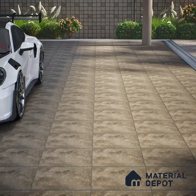 Cement Floor Tile TL 04785 B Earthen Slate Rustic Slate 16 x 16 inch Vitrified Anti Skid Matte Finish - 12 mm | Suitable for Parking, Terrace, Balcony, Courtyard (Sample)