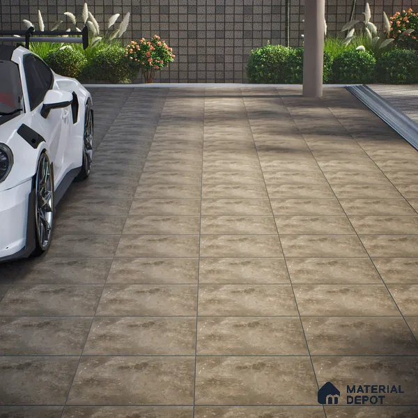 Cement Floor Tile TL 04785 B Earthen Slate Rustic Slate 16 x 16 inch Vitrified Anti Skid Matte Finish - 12 mm | Suitable for Parking, Terrace, Balcony, Courtyard (Sample)