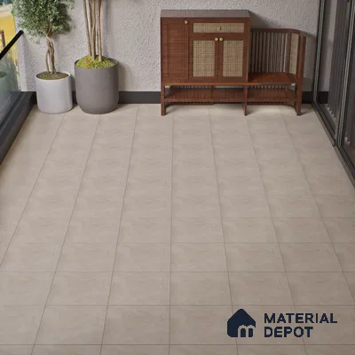 Cement Floor Tile TL 04785 C Earthen Slate Avorio Beige 16 x 16 inch Vitrified Anti Skid Matte Finish - 12 mm | Suitable for Parking, Terrace, Balcony, Courtyard | Pattern Alignment May Vary | 2-3 mm Spacer is Mandatory