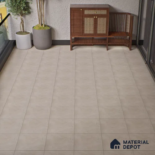 Cement Floor Tile TL 04785 C Earthen Slate Avorio Beige 16 x 16 inch Vitrified Anti Skid Matte Finish - 12 mm | Suitable for Parking, Bathroom, Balcony, Courtyard | Pattern Alignment May Vary | 2-3 mm Spacer is Mandatory