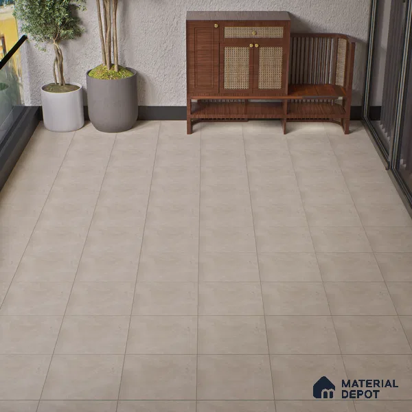 Cement Floor Tile TL 04785 C Earthen Slate Avorio Beige 16 x 16 inch Vitrified Anti Skid Matte Finish - 12 mm | Suitable for Parking, Terrace, Balcony, Courtyard | Pattern Alignment May Vary | 2-3 mm Spacer is Mandatory