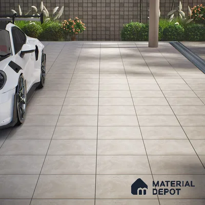 Cement Floor Tile TL 04785 C Earthen Slate Avorio Beige 16 x 16 inch Vitrified Anti Skid Matte Finish - 12 mm | Suitable for Parking, Terrace, Balcony, Courtyard | Pattern Alignment May Vary | 2-3 mm Spacer is Mandatory