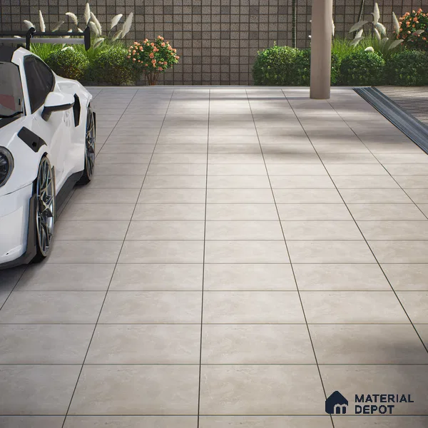 Cement Floor Tile TL 04785 C Earthen Slate Avorio Beige 16 x 16 inch Vitrified Anti Skid Matte Finish - 12 mm | Suitable for Parking, Terrace, Balcony, Courtyard | Pattern Alignment May Vary | 2-3 mm Spacer is Mandatory