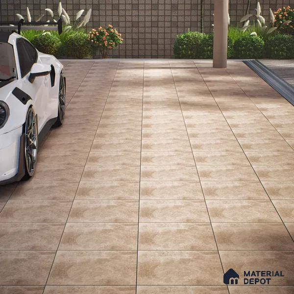 Cement Floor Tile TL 04785 D Earthen Slate Sand Beige 16 x 16 inch Vitrified Anti Skid Matte Finish - 12 mm | Suitable for Parking, Terrace, Balcony, Courtyard (Sample)