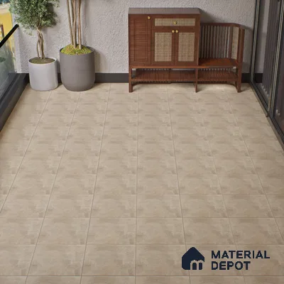 Cement Floor Tile TL 04785 E Earthen Slate Shy Beige 16 x 16 inch Vitrified Anti Skid Matte Finish - 12 mm | Suitable for Parking, Terrace, Balcony, Courtyard (Sample)