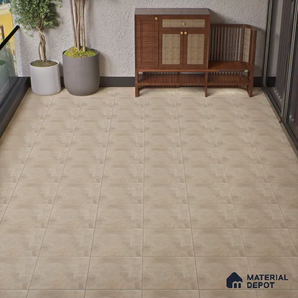 Cement Floor Tile TL 04785 E Earthen Slate Shy Beige 16 x 16 inch Vitrified Anti Skid Matte Finish - 12 mm | Suitable for Parking, Terrace, Balcony, Courtyard (Sample)