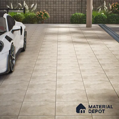 Cement Floor Tile TL 04785 E Earthen Slate Shy Beige 16 x 16 inch Vitrified Anti Skid Matte Finish - 12 mm | Suitable for Parking, Terrace, Balcony, Courtyard (Sample)