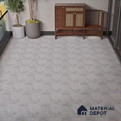 Cement Floor Tile TL 04785 F Earthen Slate Eris Gray 16 x 16 inch Vitrified Anti Skid Matte Finish - 12 mm | Suitable for Parking, Terrace, Balcony, Courtyard | Pattern Alignment May Vary | 2-3 mm Spacer is Mandatory