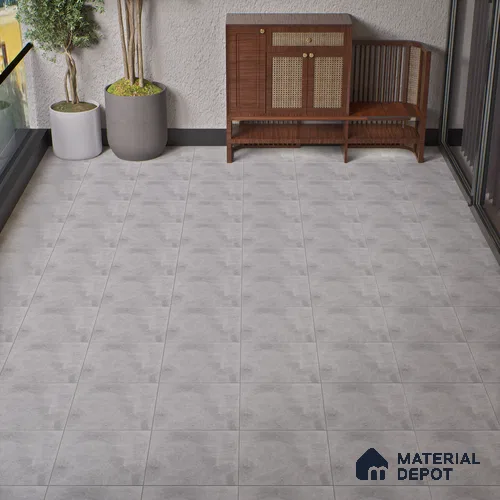 Cement Floor Tile TL 04785 F Earthen Slate Eris Gray 16 x 16 inch Vitrified Anti Skid Matte Finish - 12 mm | Suitable for Parking, Terrace, Balcony, Bathroom | Pattern Alignment May Vary | 2-3 mm Spacer is Mandatory