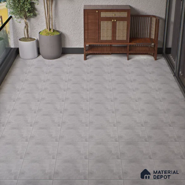 Cement Floor Tile TL 04785 F Earthen Slate Eris Gray 16 x 16 inch Vitrified Anti Skid Matte Finish - 12 mm | Suitable for Parking, Terrace, Balcony, Courtyard | Pattern Alignment May Vary | 2-3 mm Spacer is Mandatory