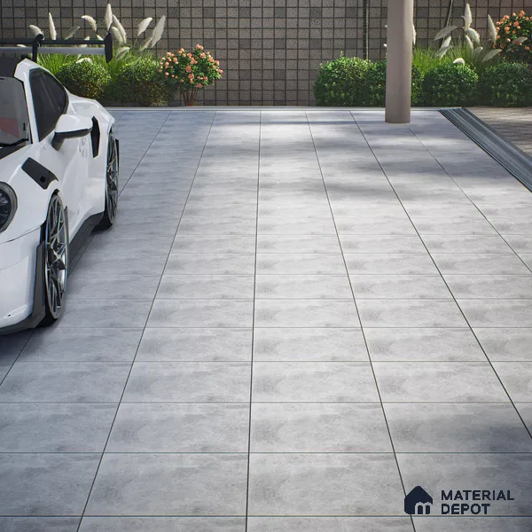 Cement Floor Tile TL 04785 F Earthen Slate Eris Gray 16 x 16 inch Vitrified Anti Skid Matte Finish - 12 mm | Suitable for Parking, Terrace, Balcony, Courtyard | Pattern Alignment May Vary | 2-3 mm Spacer is Mandatory