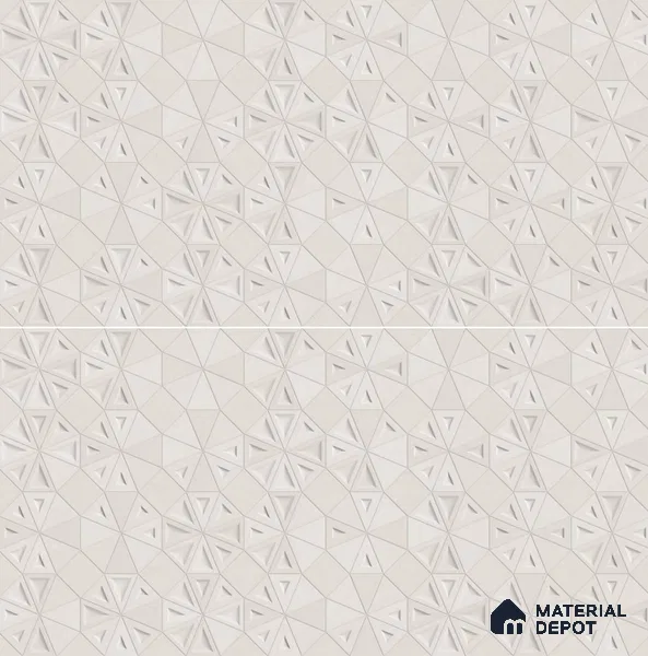 Punch Wall Tile TL 06179 C Trigon Lemmy Silver Triangle 4 ft x 2 ft Vitrified Lustera Effect Feather Feel Matte Finish - 8.5 mm | 3 Random Design | Suitable for Living Room, Bedroom, Bathroom