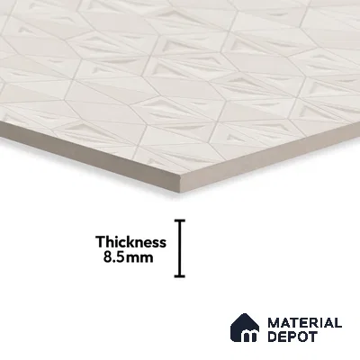 Punch Wall Tile TL 06179 C Trigon Lemmy Silver Triangle 4 ft x 2 ft Vitrified Lustera Effect Feather Feel Matte Finish - 8.5 mm | 3 Random Design | Suitable for Living Room, Bedroom, Bathroom