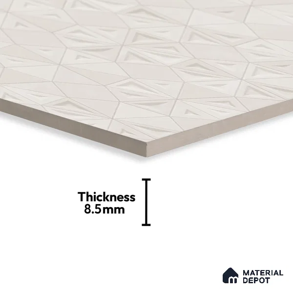 Punch Wall Tile TL 06179 C Trigon Lemmy Silver Triangle 4 ft x 2 ft Vitrified Lustera Effect Feather Feel Matte Finish - 8.5 mm | 3 Random Design | Suitable for Living Room, Bedroom, Bathroom