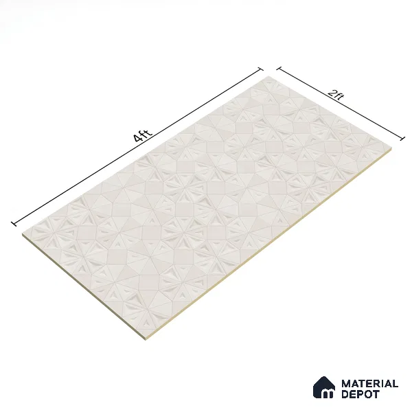 Punch Wall Tile TL 06179 C Trigon Lemmy Silver Triangle 4 ft x 2 ft Vitrified Lustera Effect Feather Feel Matte Finish - 8.5 mm | 3 Random Design | Suitable for Living Room, Bedroom, Bathroom