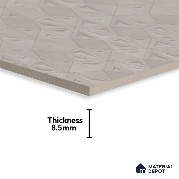 Punch Wall Tile TL 06180 C Trigon Lemmy Ash Triangle 4 ft x 2 ft Vitrified Lustera Effect Feather Feel Matte Finish - 8.5 mm | 3 Random Design | Suitable for Living Room, Bedroom, Bathroom