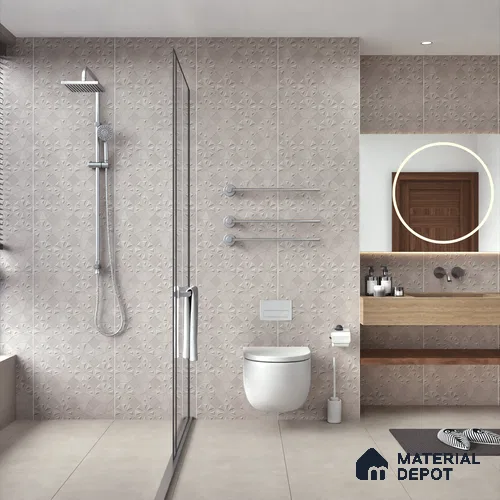 Punch Wall Tile TL 06180 C Trigon Lemmy Ash Triangle 4 ft x 2 ft Vitrified Lustera Effect Feather Feel Matte Finish - 8.5 mm | 3 Random Design | Suitable for Living Room, Bedroom, Bathroom