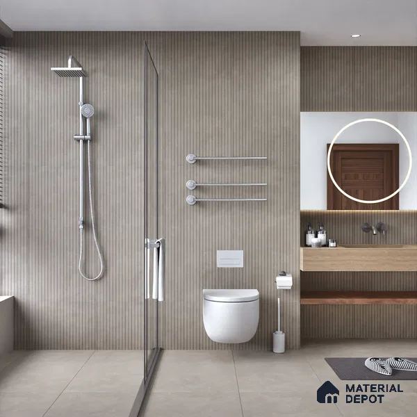 Punch Wall Tile TL 06181 B Lemmy Concrete Comb 4 ft x 2 ft Vitrified Lustera Effect Feather Feel Matte Finish - 8.5 mm | Suitable for Living Room, Bedroom, Bathroom