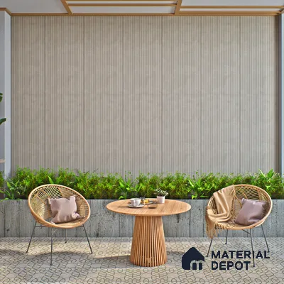 Punch Wall Tile TL 06181 B Lemmy Concrete Comb 4 ft x 2 ft Vitrified Lustera Effect Feather Feel Matte Finish - 8.5 mm | Suitable for Living Room, Bedroom, Bathroom