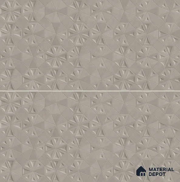 Punch Wall Tile TL 06181 C Trigon Lemmy Concrete Triangle 4 ft x 2 ft Vitrified Lustera Effect Feather Feel Matte Finish - 8.5 mm | 3 Random Design | Suitable for Living Room, Bedroom, Bathroom