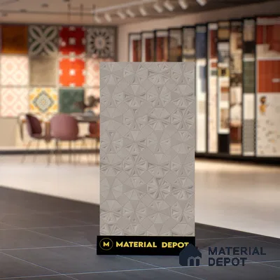 Punch Wall Tile TL 06181 C Trigon Lemmy Concrete Triangle 4 ft x 2 ft Vitrified Lustera Effect Feather Feel Matte Finish - 8.5 mm | 3 Random Design | Suitable for Living Room, Bedroom, Bathroom