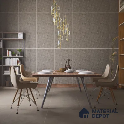 Punch Wall Tile TL 06181 C Trigon Lemmy Concrete Triangle 4 ft x 2 ft Vitrified Lustera Effect Feather Feel Matte Finish - 8.5 mm | 3 Random Design | Suitable for Living Room, Bedroom, Bathroom