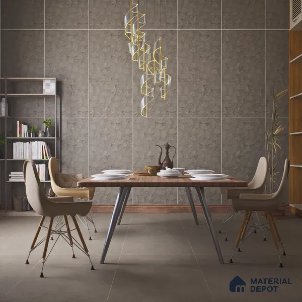 Punch Wall Tile TL 06181 C Trigon Lemmy Concrete Triangle 4 ft x 2 ft Vitrified Lustera Effect Feather Feel Matte Finish - 8.5 mm | 3 Random Design | Suitable for Living Room, Bedroom, Bathroom
