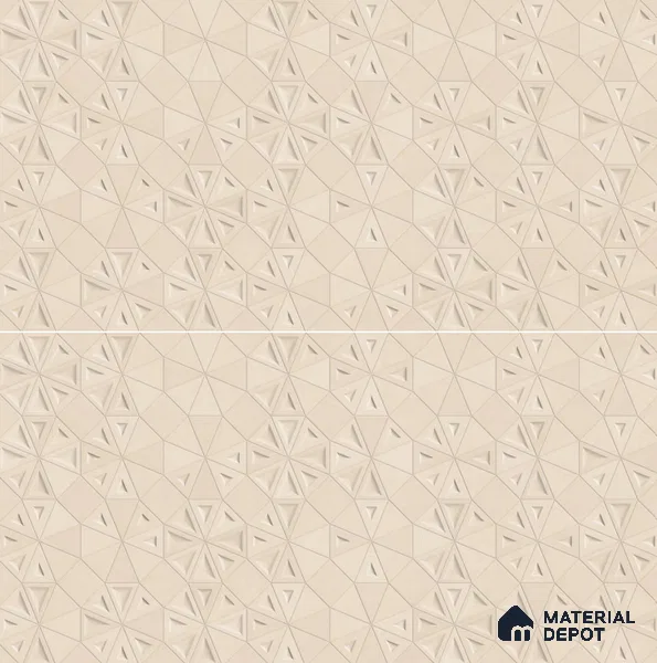 Punch Wall Tile TL 06182 C Trigon Lemmy Crema Triangle 4 ft x 2 ft Vitrified Lustera Effect Feather Feel Matte Finish - 8.5 mm | 3 Random Design | Suitable for Living Room, Bedroom, Bathroom