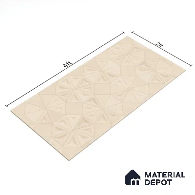 Punch Wall Tile TL 06182 C Trigon Lemmy Crema Triangle 4 ft x 2 ft Vitrified Lustera Effect Feather Feel Matte Finish - 8.5 mm | 3 Random Design | Suitable for Living Room, Bedroom, Bathroom