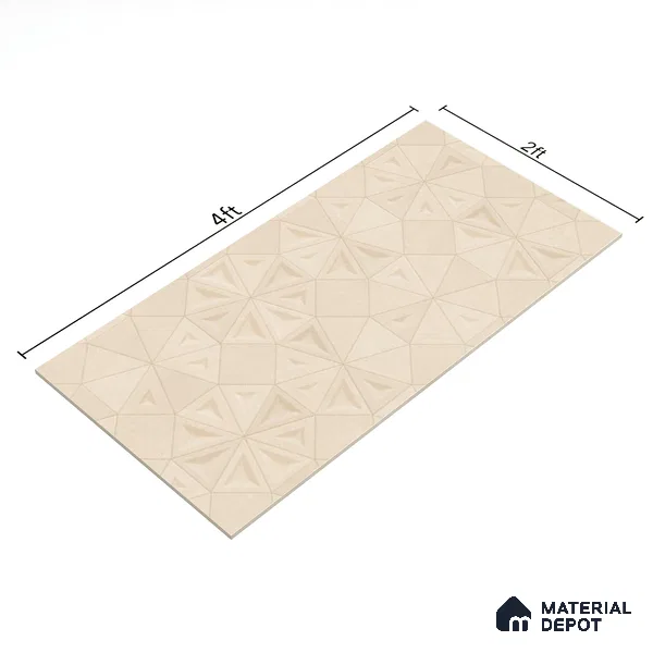 Punch Wall Tile TL 06182 C Trigon Lemmy Crema Triangle 4 ft x 2 ft Vitrified Lustera Effect Feather Feel Matte Finish - 8.5 mm | 3 Random Design | Suitable for Living Room, Bedroom, Bathroom