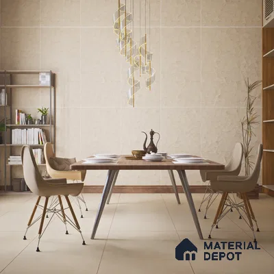 Punch Wall Tile TL 06182 C Trigon Lemmy Crema Triangle 4 ft x 2 ft Vitrified Lustera Effect Feather Feel Matte Finish - 8.5 mm | 3 Random Design | Suitable for Living Room, Bedroom, Bathroom