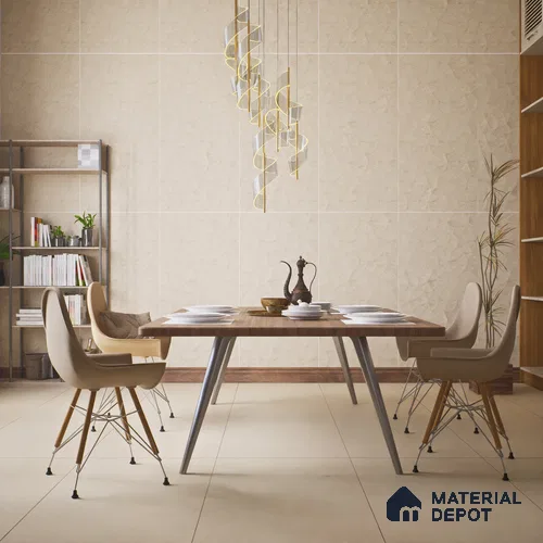 Punch Wall Tile TL 06182 C Trigon Lemmy Crema Triangle 4 ft x 2 ft Vitrified Lustera Effect Feather Feel Matte Finish - 8.5 mm | 3 Random Design | Suitable for Living Room, Bedroom, Bathroom