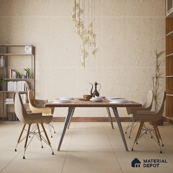 Punch Wall Tile TL 06182 C Trigon Lemmy Crema Triangle 4 ft x 2 ft Vitrified Lustera Effect Feather Feel Matte Finish - 8.5 mm | 3 Random Design | Suitable for Living Room, Bedroom, Bathroom