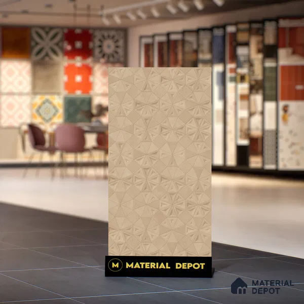 Punch Wall Tile TL 06183 C Trigon Lemmy Cord Triangle 4 ft x 2 ft Vitrified Lustera Effect Feather Feel Matte Finish - 8.5 mm | 3 Random Design | Suitable for Living Room, Bedroom, Bathroom