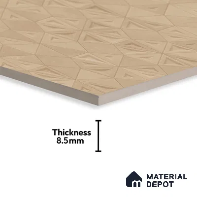 Punch Wall Tile TL 06183 C Trigon Lemmy Cord Triangle 4 ft x 2 ft Vitrified Lustera Effect Feather Feel Matte Finish - 8.5 mm | 3 Random Design | Suitable for Living Room, Bedroom, Bathroom