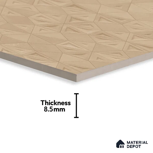 Punch Wall Tile TL 06183 C Trigon Lemmy Cord Triangle 4 ft x 2 ft Vitrified Lustera Effect Feather Feel Matte Finish - 8.5 mm | 3 Random Design | Suitable for Living Room, Bedroom, Bathroom