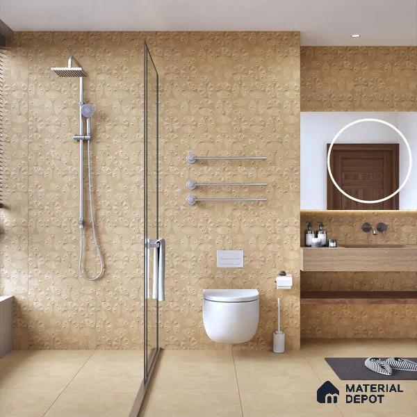 Punch Wall Tile TL 06183 C Trigon Lemmy Cord Triangle 4 ft x 2 ft Vitrified Lustera Effect Feather Feel Matte Finish - 8.5 mm | 3 Random Design | Suitable for Living Room, Bedroom, Bathroom
