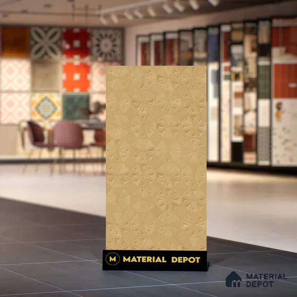 Punch Wall Tile TL 06184 C Trigon Lemmy Caramel Triangle 4 ft x 2 ft Vitrified Lustera Effect Feather Feel Matte Finish - 8.5 mm | 3 Random Design | Suitable for Living Room, Bedroom, Bathroom