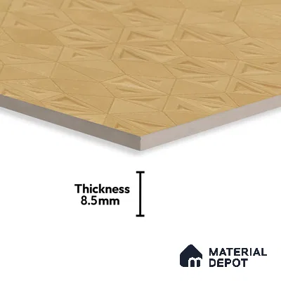 Punch Wall Tile TL 06184 C Trigon Lemmy Caramel Triangle 4 ft x 2 ft Vitrified Lustera Effect Feather Feel Matte Finish - 8.5 mm | 3 Random Design | Suitable for Living Room, Bedroom, Bathroom