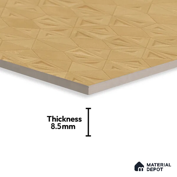 Punch Wall Tile TL 06184 C Trigon Lemmy Caramel Triangle 4 ft x 2 ft Vitrified Lustera Effect Feather Feel Matte Finish - 8.5 mm | 3 Random Design | Suitable for Living Room, Bedroom, Bathroom