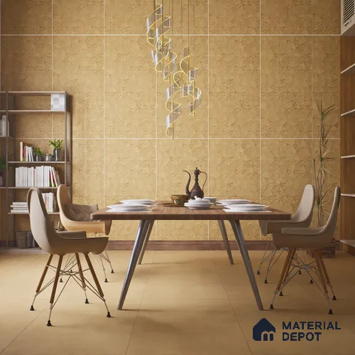Punch Wall Tile TL 06184 C Trigon Lemmy Caramel Triangle 4 ft x 2 ft Vitrified Lustera Effect Feather Feel Matte Finish - 8.5 mm | 3 Random Design | Suitable for Living Room, Bedroom, Bathroom