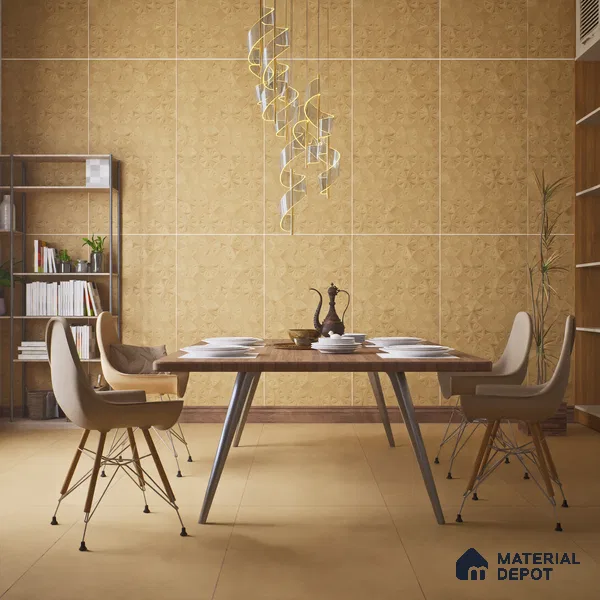 Punch Wall Tile TL 06184 C Trigon Lemmy Caramel Triangle 4 ft x 2 ft Vitrified Lustera Effect Feather Feel Matte Finish - 8.5 mm | 3 Random Design | Suitable for Living Room, Bedroom, Bathroom