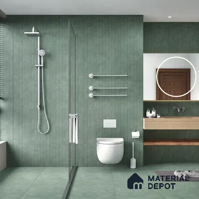 Punch Wall Tile TL 06186 B Lemmy Emerald Comb 4 ft x 2 ft Vitrified Lustera Effect Feather Feel Matte Finish - 8.5 mm | Suitable for Living Room, Bedroom, Bathroom