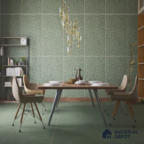 Punch Wall Tile TL 06186 C Trigon Lemmy Emerald Triangle 4 ft x 2 ft Vitrified Lustera Effect Feather Feel Matte Finish - 8.5 mm | 3 Random Design | Suitable for Living Room, Bedroom, Bathroom
